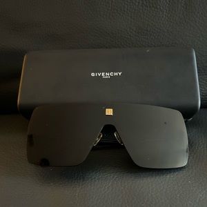 Givenchy black metal shield sunglasses